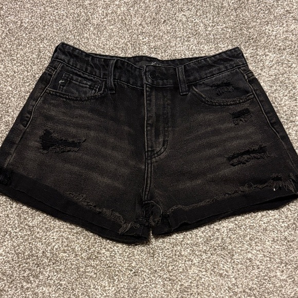 KanCan Black Distressed Jean Shorts - Picture 1 of 3